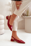 Lacquered Ballerinas On Low Heel With Pointed Toes Burgundy Anarinne