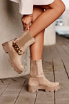 Women's Suede Boots with Chain Beige Nemette