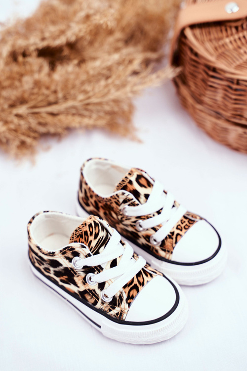 Children's Sneakers With Leopard Print Camel Berni