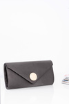 Women's Grey Suede Clutch Bag Gold Chain