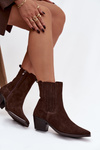 Suede Women's Block Heel Boots Insulated Brown Arelia