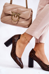 Leather Snakeskin Pumps La.Fi 230027BR-XS Brown
