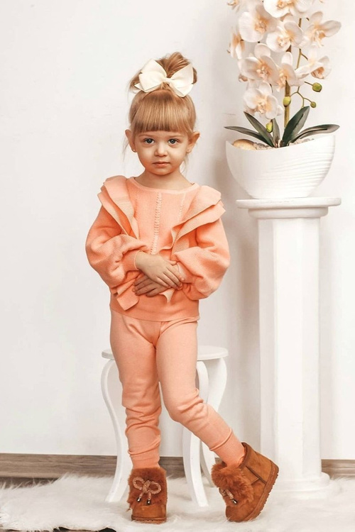 Children's Snow Boots Insulated With Fur Suede Camel Amelia