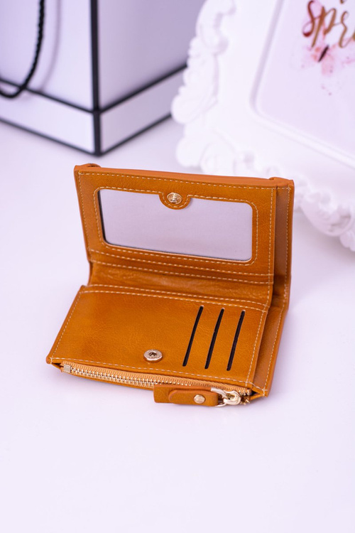 Small Mustard Women's Wallet Gold Lock