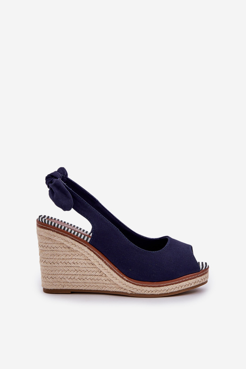 Wedge Sandals With Braiding Navy Nanalis