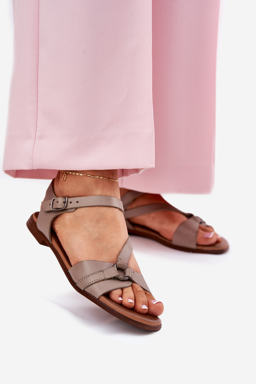 Zazoo 40182 Leather Women's Sandals Dark Beige