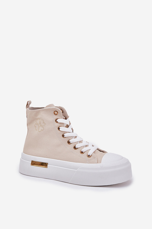 High Women's Sneakers On Platform Beige Laviriona