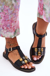 Women's Sandals with Stones S.Barski KV-2775-30 Black