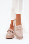 Ladies Moccasins Decorated With Rhinestones Beige Patina
