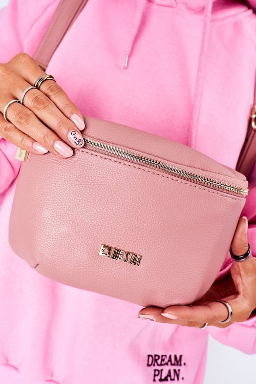 Leather Backpack / Kidney Bag 2in1 Big Star HH574059 Pink