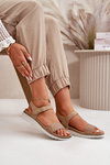 Comfortable and Lightweight Women's Sandals with Velcro Inblu CN000041 Beige-Gold