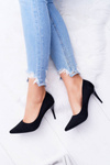 Women's Suede Pointed Stilettos Black Cream