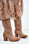 Women’s Boots On High Heel Leather Beige High Rosemary