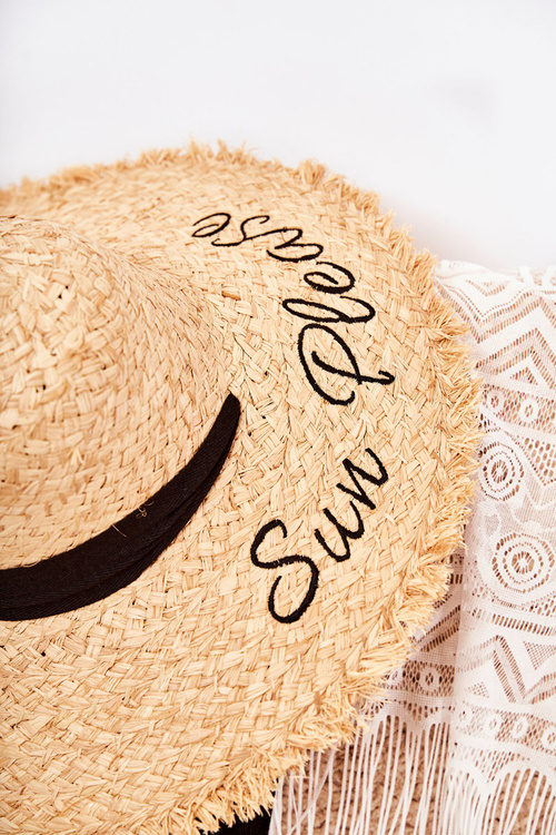 Women's Hat With A Black Strip Beige Marsela