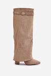 Heeled Boots With Turned Shaft Beige Evyra