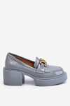 Fashionable Brogues Pumps On Massive Heels Light Blue Imani