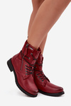 Botki Damskie Workery Bordowe Perfecto