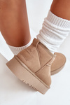 Women's Suede Snow Boots On Platform Beige Nereviana