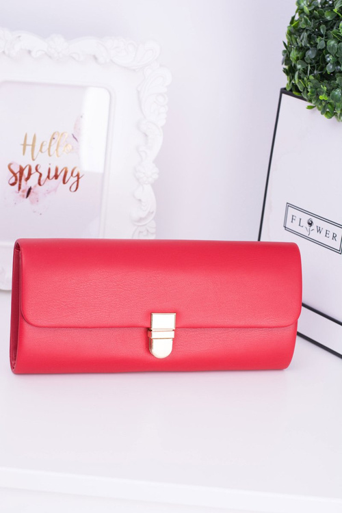 Women's Red Clutch Bag Gold Chain