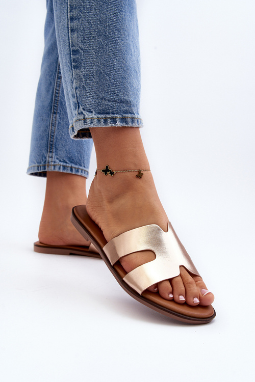 Women's Pink Gold Cut-Out Sandals Lumossa