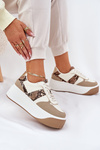 Womens Sneakers On Chunky Platform Animal Print Beige Telanila