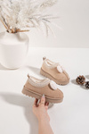 Children's Snow Boots with Embroidery and Bow Beige Daven