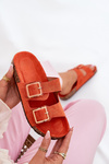 Women's Sandals With Buckles On Cork Sole Orange Sercele