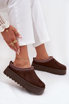 Low Women's Snow Boots with Embroidery on Platform Chocolate Narirya