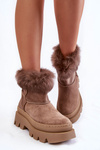 Women's Suede Snow Boots Dark Beige Ann
