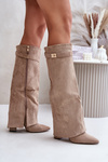 Heeled Boots With Turned Shaft Beige Evyra