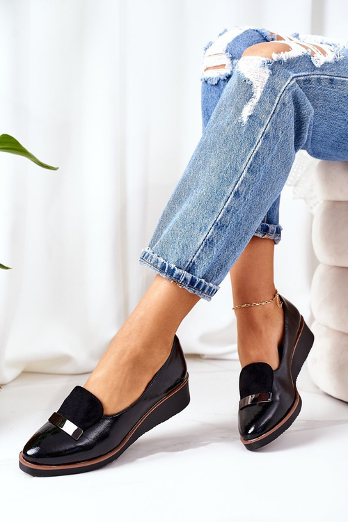 Patent Wedge Shoes POTOCKI 12032 Black