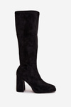 Women's Boots with Stitching on Block Heel Black Brivana