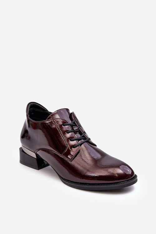 Women's Lacquered Lace-Up Oxfords Burgundy Banosa