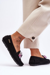 Stylish Suede Moccasins with Embellishments Black Delima