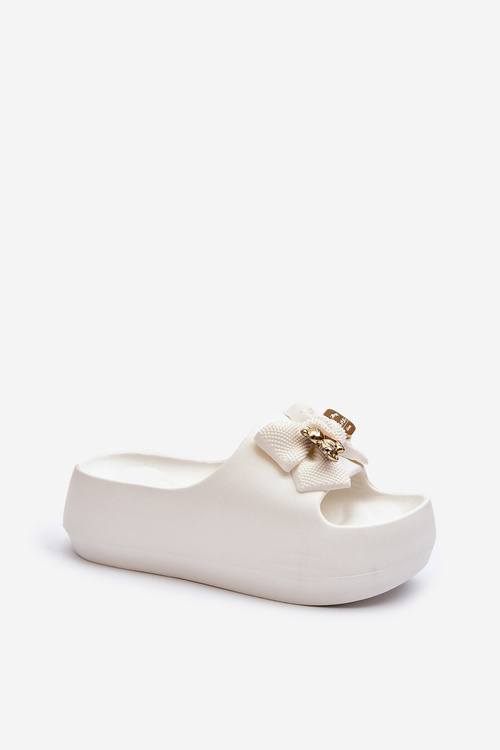Women's White Foam Flip Flops with Bow Salessa
