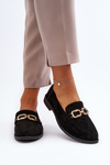 Black Women's Suede Moccasins With Flat Heel Misal