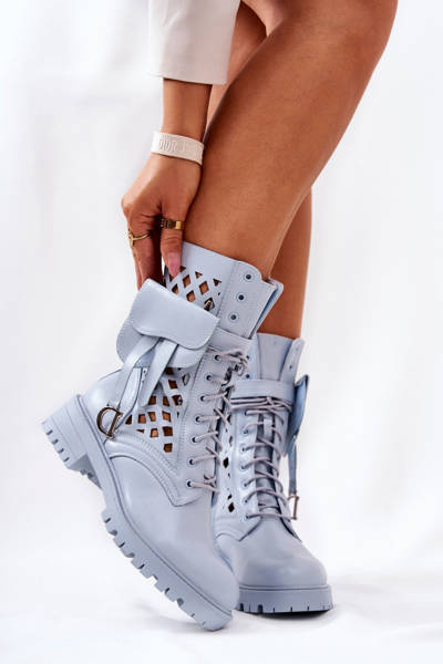 Openwork Boots With A Purse Blue Rock Star