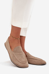Women's Loafers Made of Eco Suede Flat Beige Miryelle