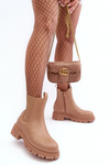 Leather Ankle Boots with Zip Dark Beige Pitrese