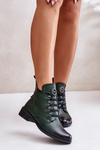 Low Insulated Ankle Boots with Zipper and Decoration Green Nevalia