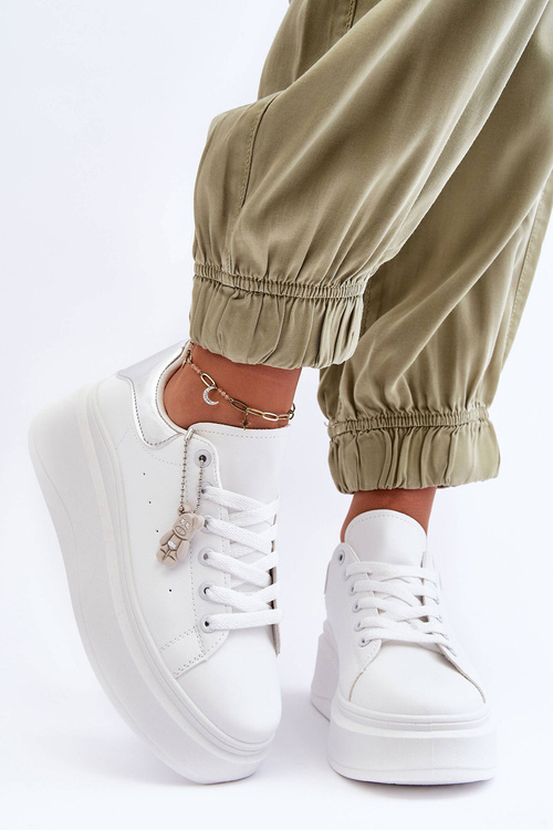 Women's Sport Shoes On Massive Platform White-Silver Mariell