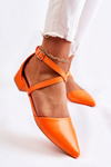 Leather Stiletto low-heeled pumps Orange Giovanna