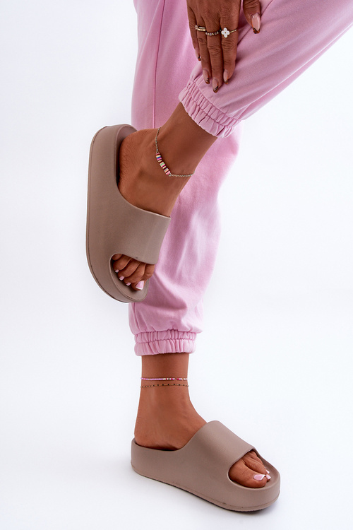 Women's Brown Foam Platform Slides Airaplea