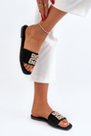 Women's Flat Sandals with Decoration Black Inaile