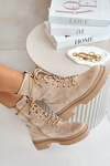 Women's Work Boots With Zipper Made Of Eco Suede Beige Savalann
