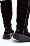 Women's Suede Boots on Massive Platform Maciejka 06312-01 Black