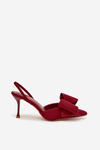 High heels with open heels and bow Bordeaux Eklevia