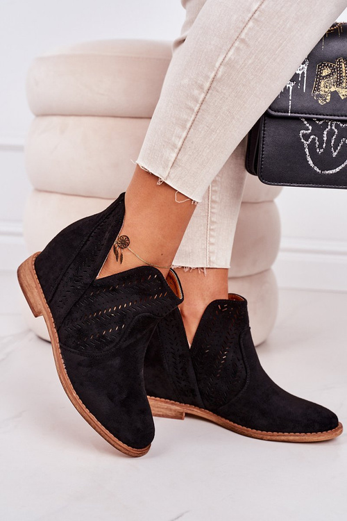 Openwork Boots On A Wedge Black Melanie