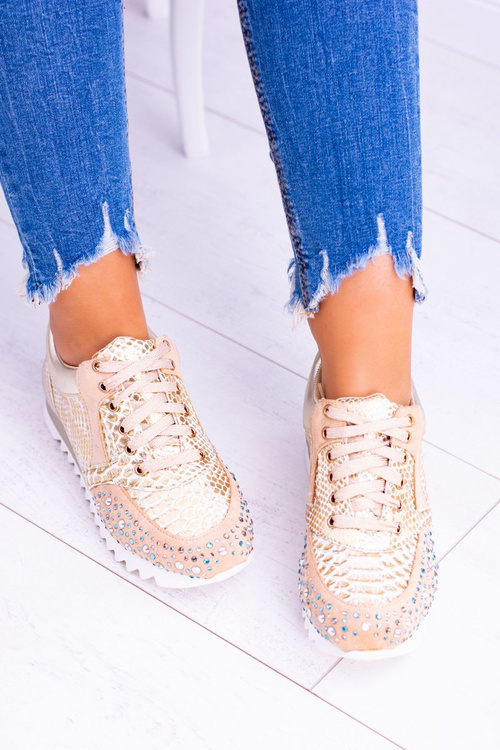 Gold Women's Sports Shoes with Sequins Lu Boo Infinitiale