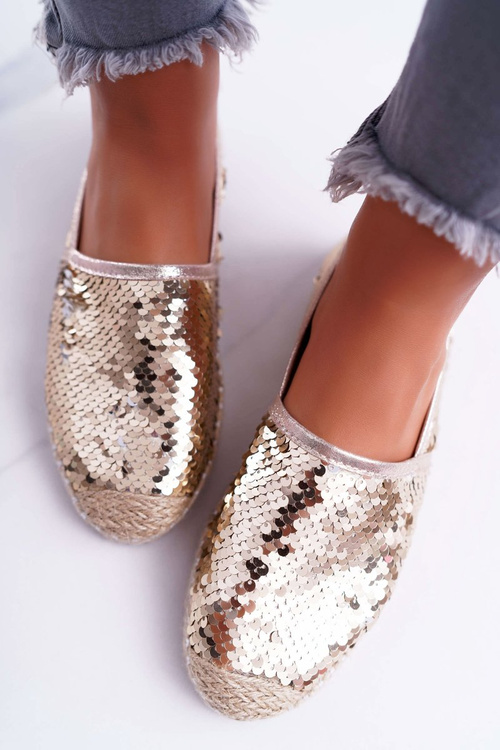 Lu Boo Women's Espadrilles Gold Sequins